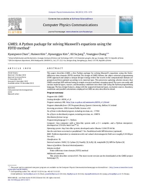 (PDF) GMES: A Python package for solving Maxwell’s equations using the ...