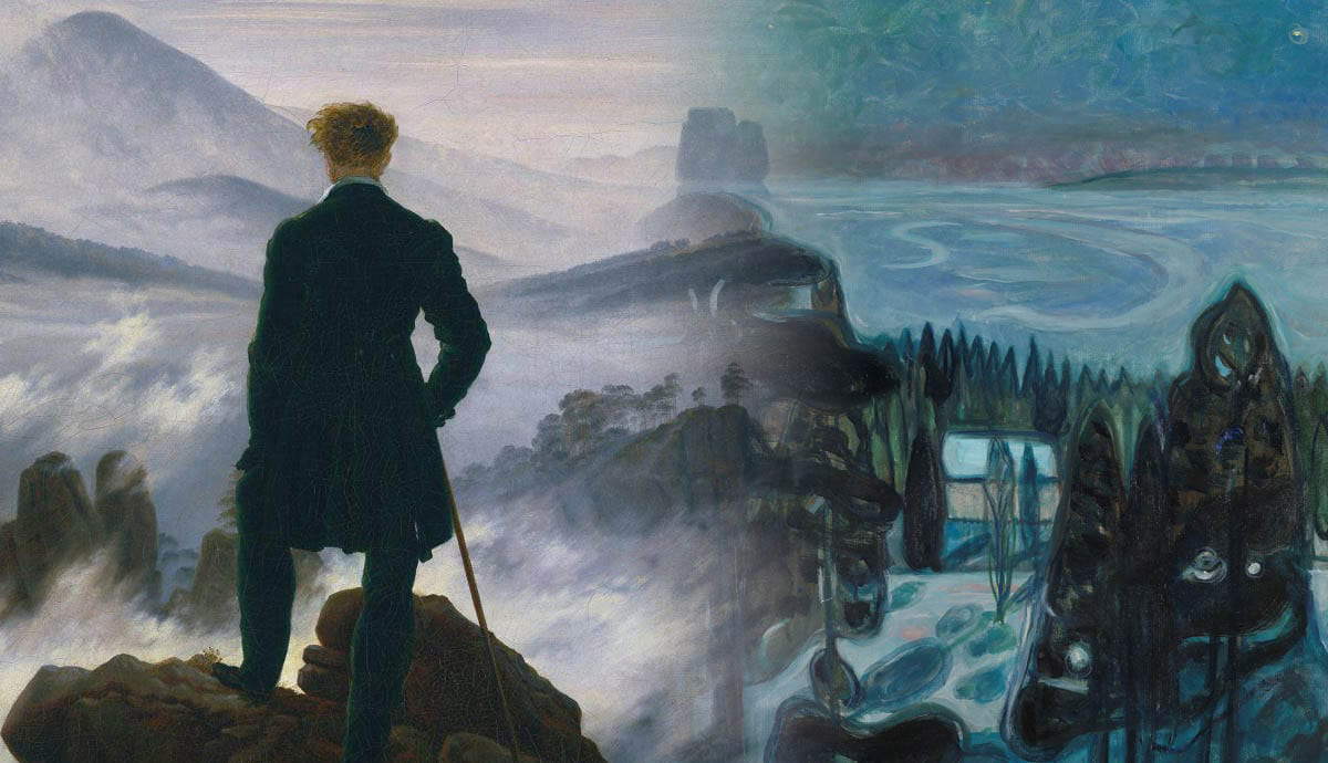 scenic landscapes and symbolic human expressions