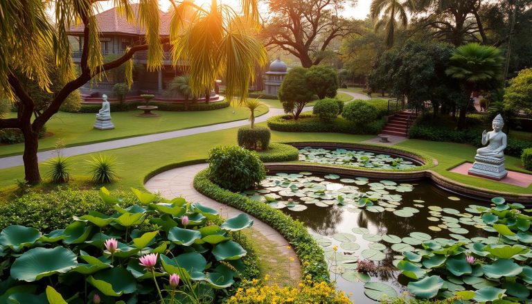 scenic landscapes with philosophy books and meditation spots