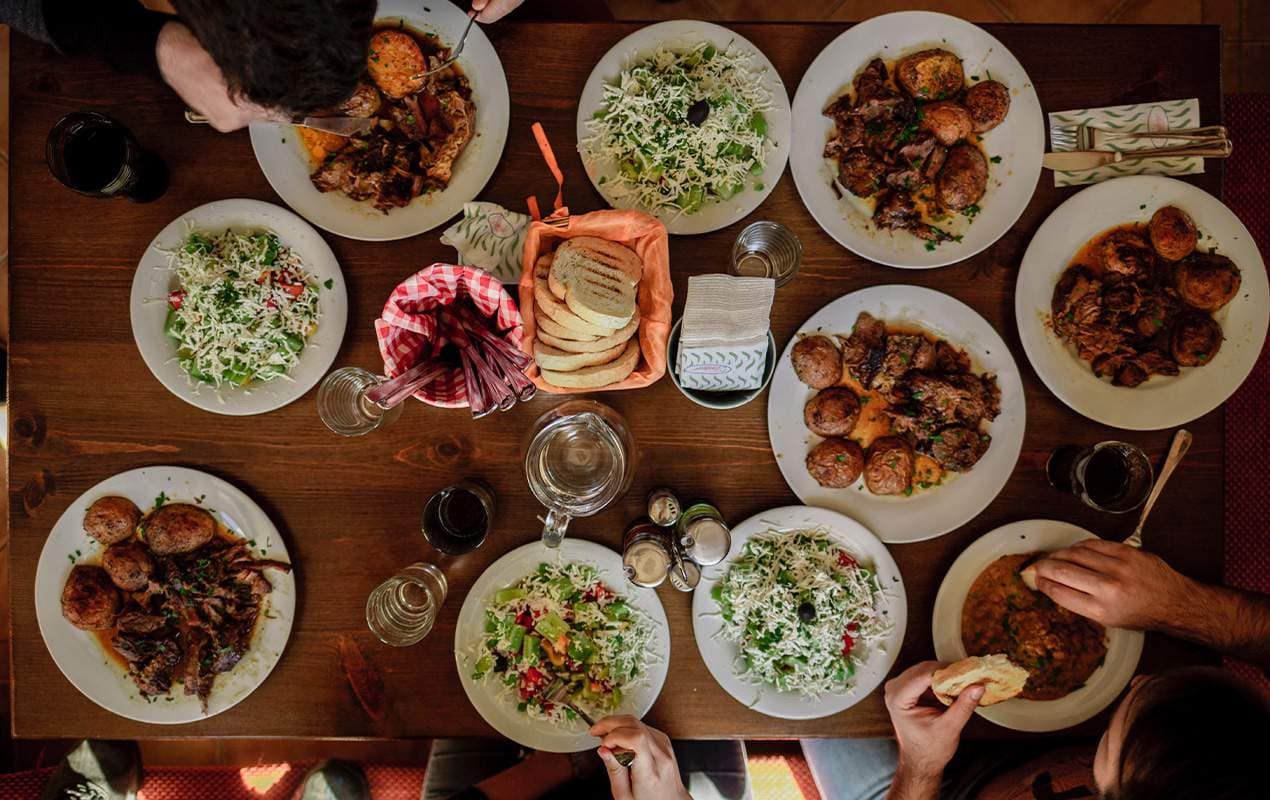 evening dinner table with food