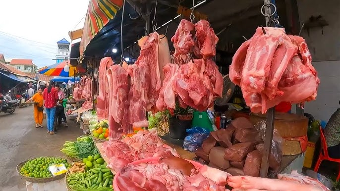 public market stall fresh meat