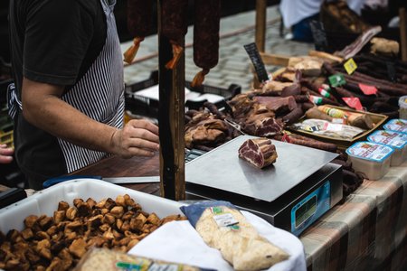 meat vendor market street food