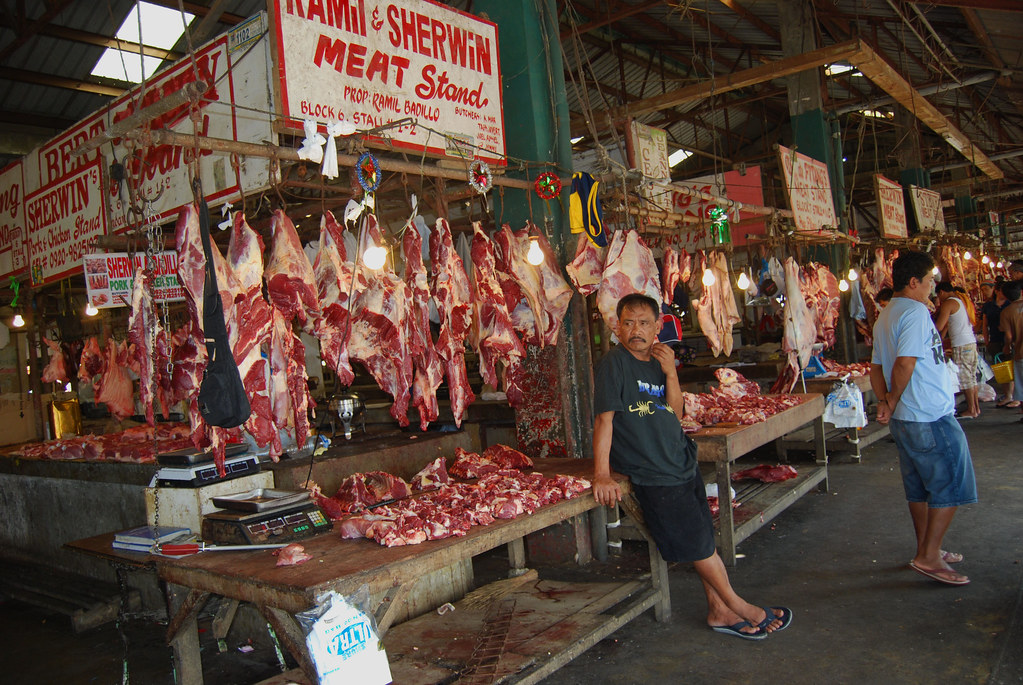 meat market stands outdoors