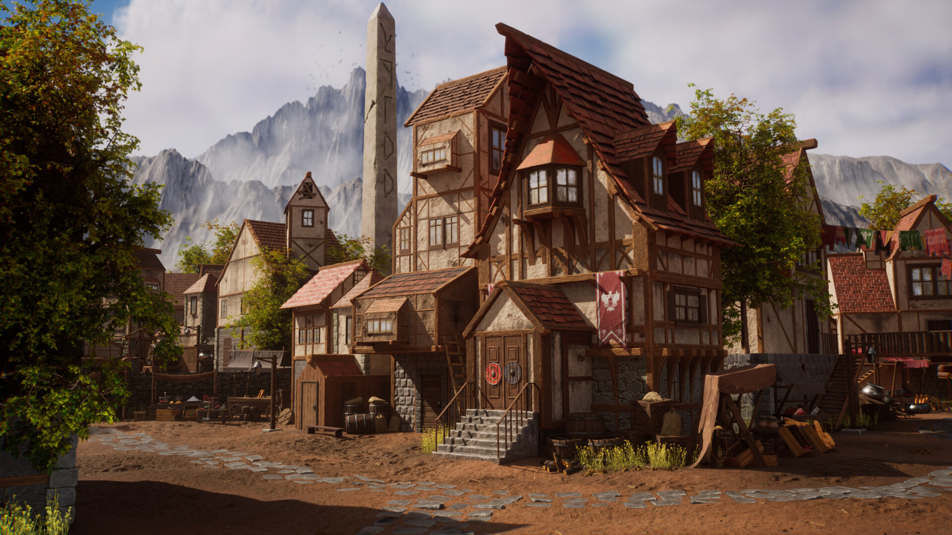 medieval village fantasy landscape