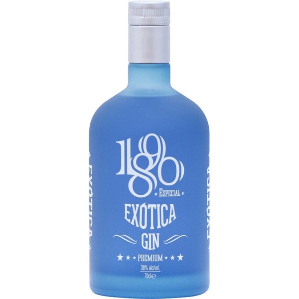Botella de ginebra premium con diseño exótico