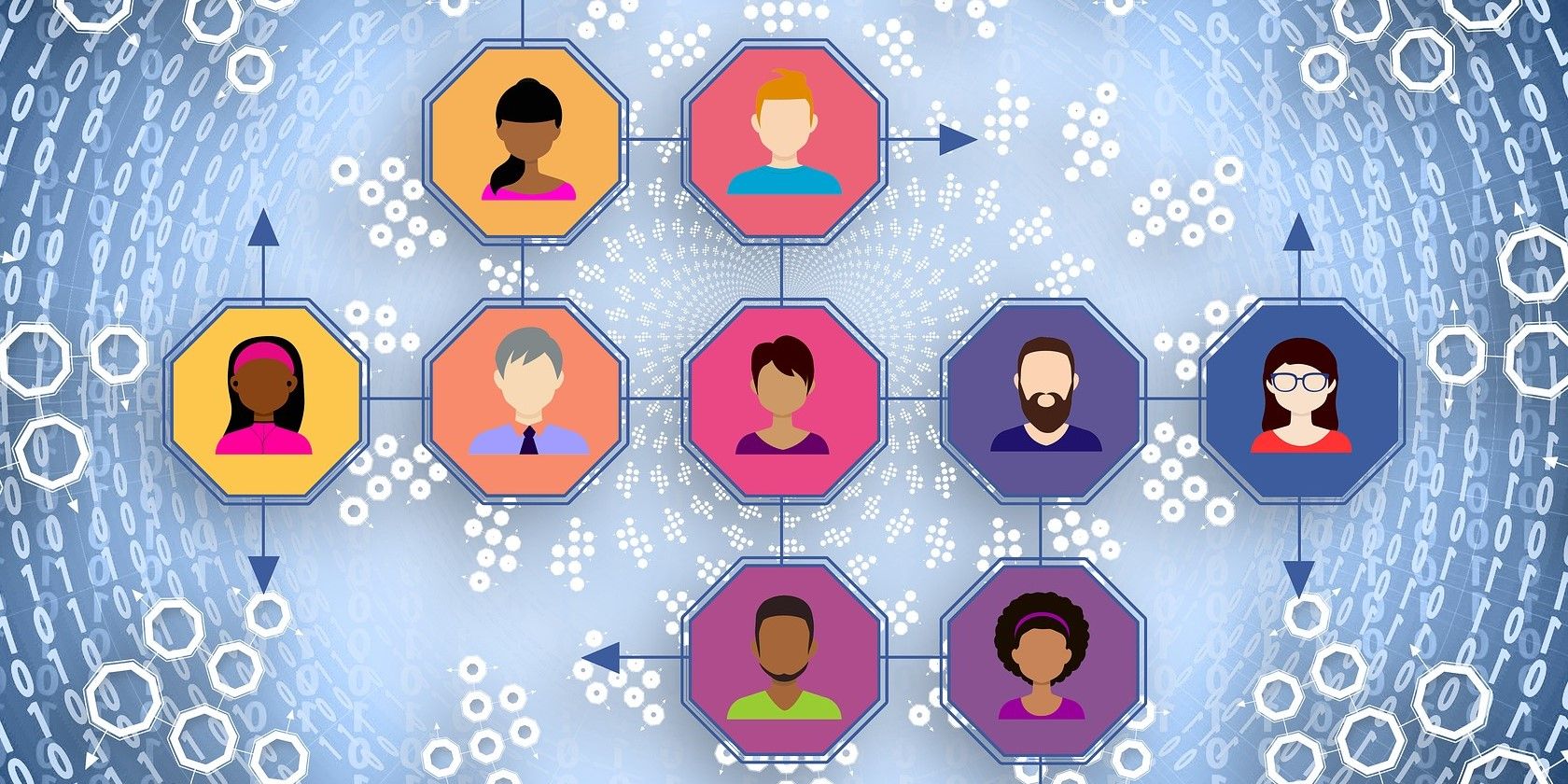 vibrant cryptocurrency icons and community brainstorming session