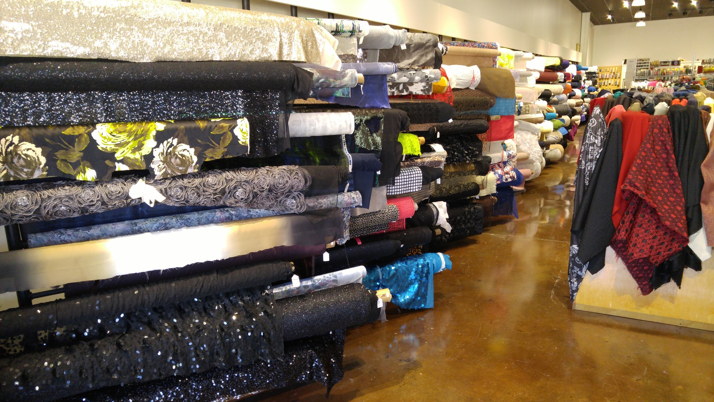 textile fabric shops display