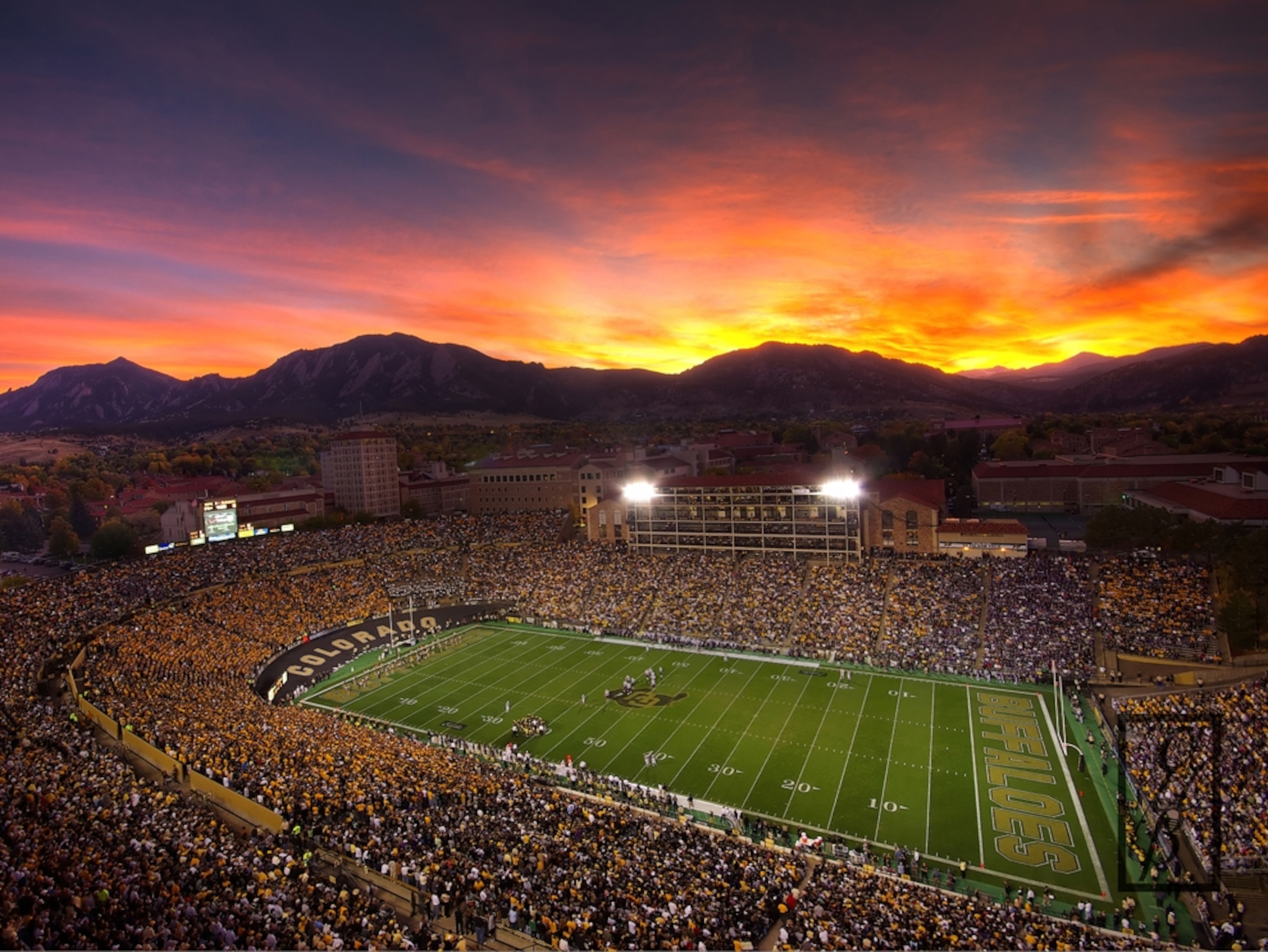 football stadium sunset