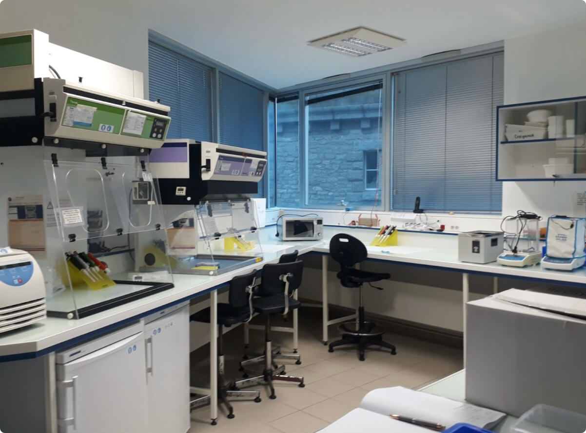 marine landscape, biotechnological equipment, cosmetic laboratory