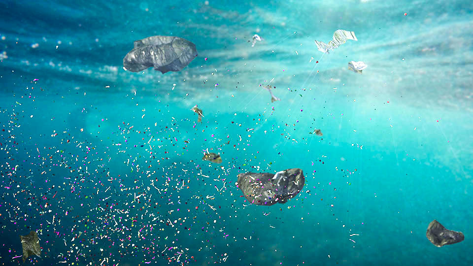 microplastics in river