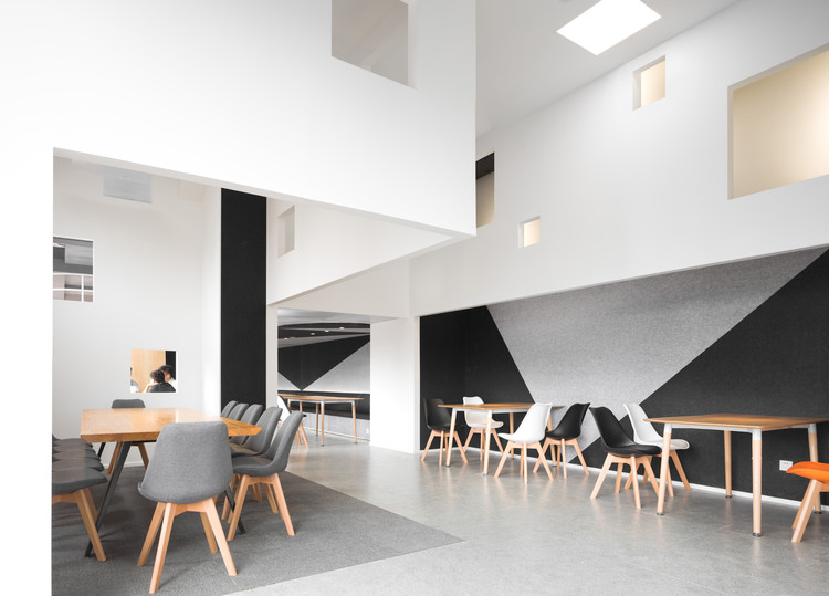 modern cafe interior with board games