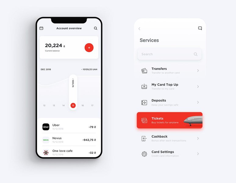 Mobile banking app screen showing data visualization