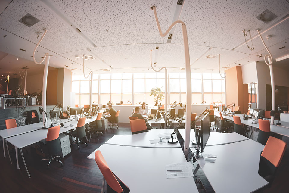 scenic view of modern workplace environment