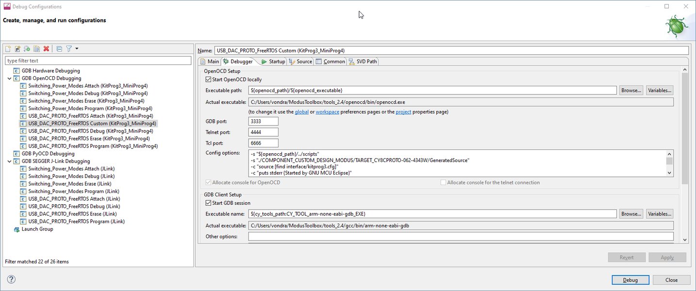 ModusToolbox Debug Configuration Example