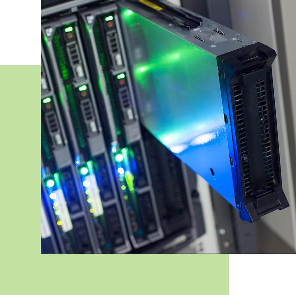 MongoDB server rack with database hardware