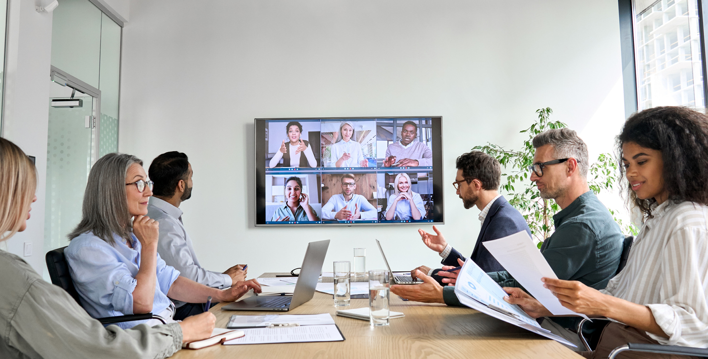 modern office technology and organizational meeting