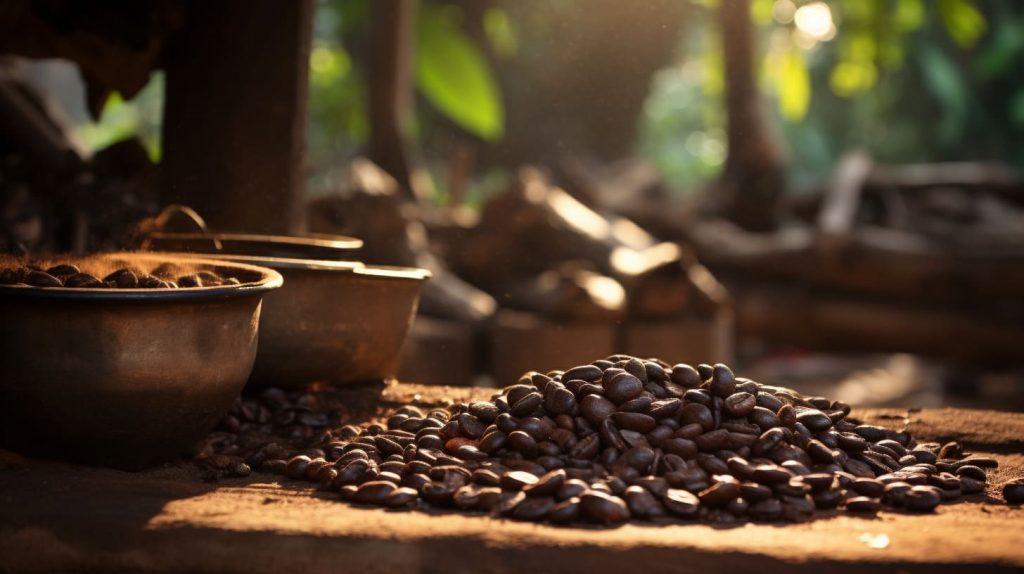 exotic coffee beans and scene