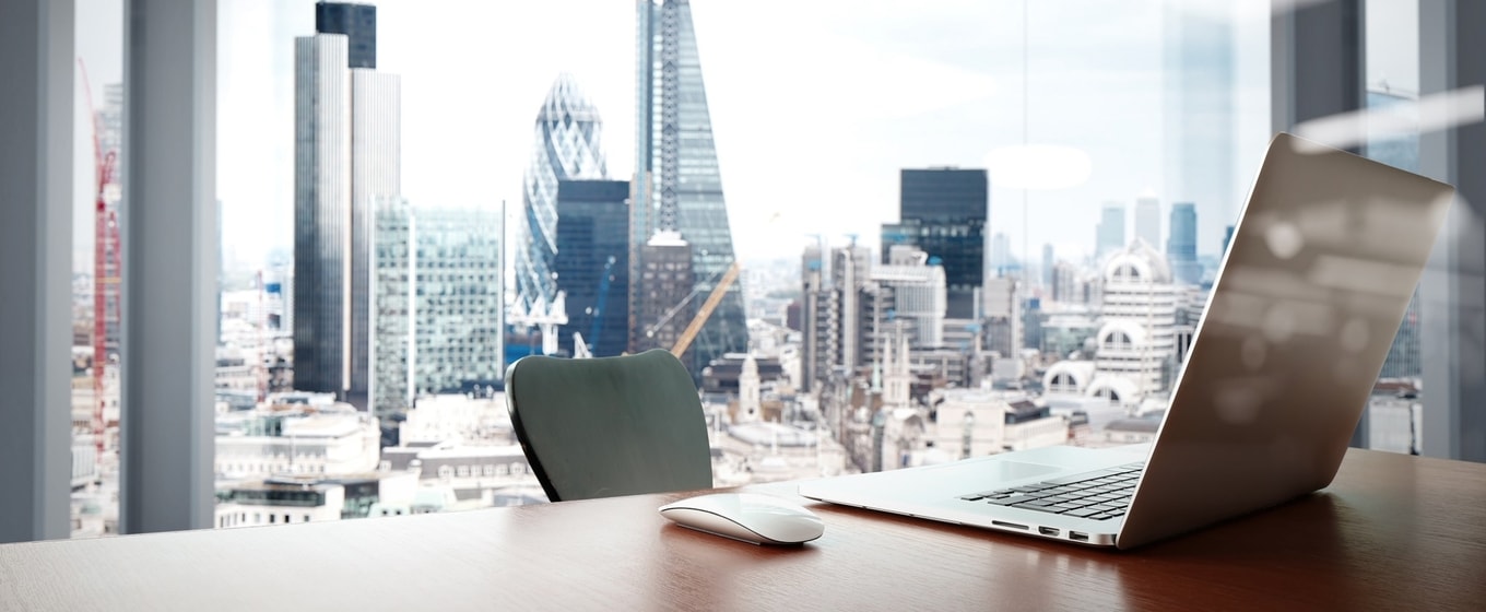 cityscape and professional workspace