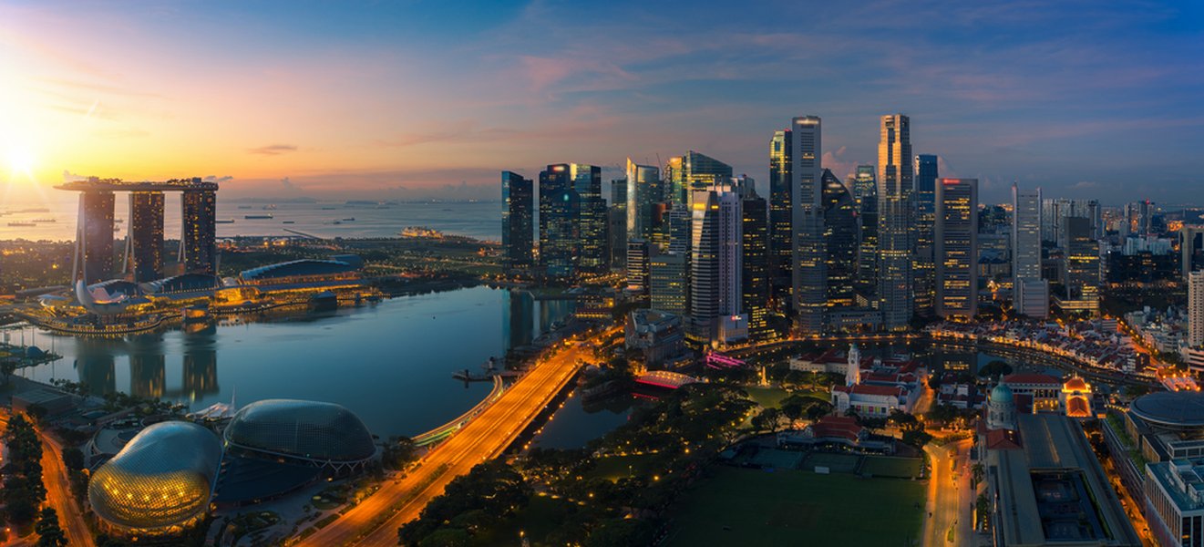 Singapore's modern skyline with Marina Bay Sands and Gardens by the Bay