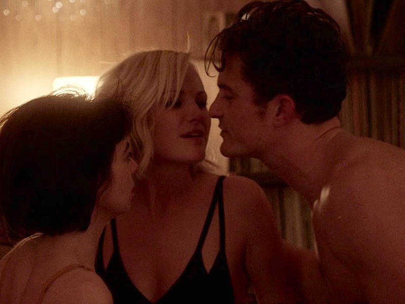Collage of scenes from movies featuring threesomes