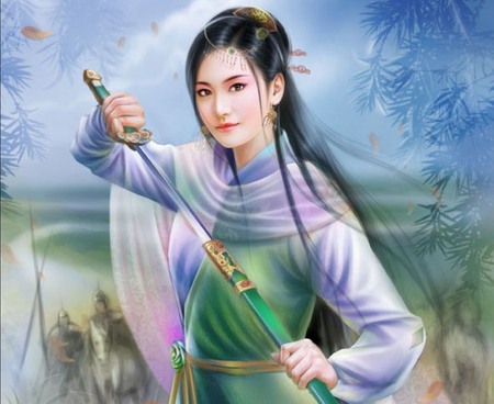 warrior woman chinese scenery