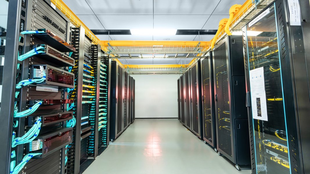 Well-managed cables in a server rack