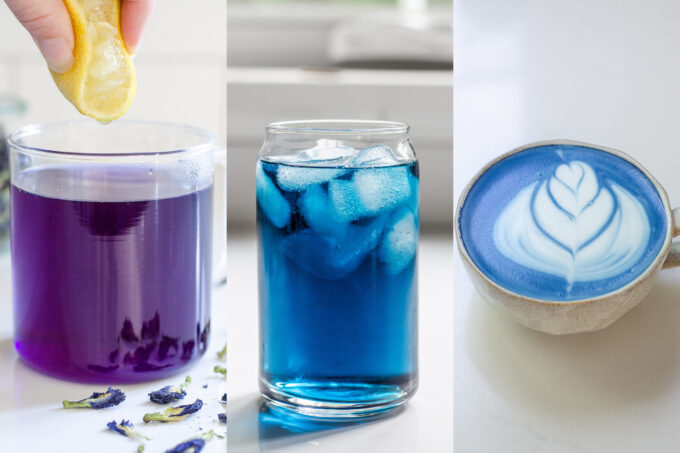 blue pea flowers tea beverage