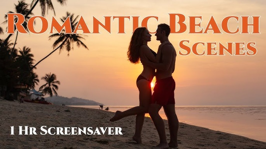 sunset beach romantic scene