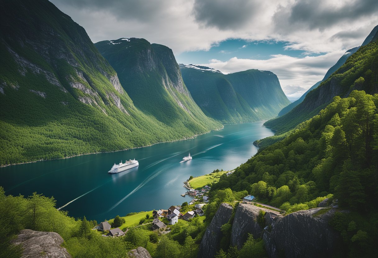 northern fjords landscape with musical notes