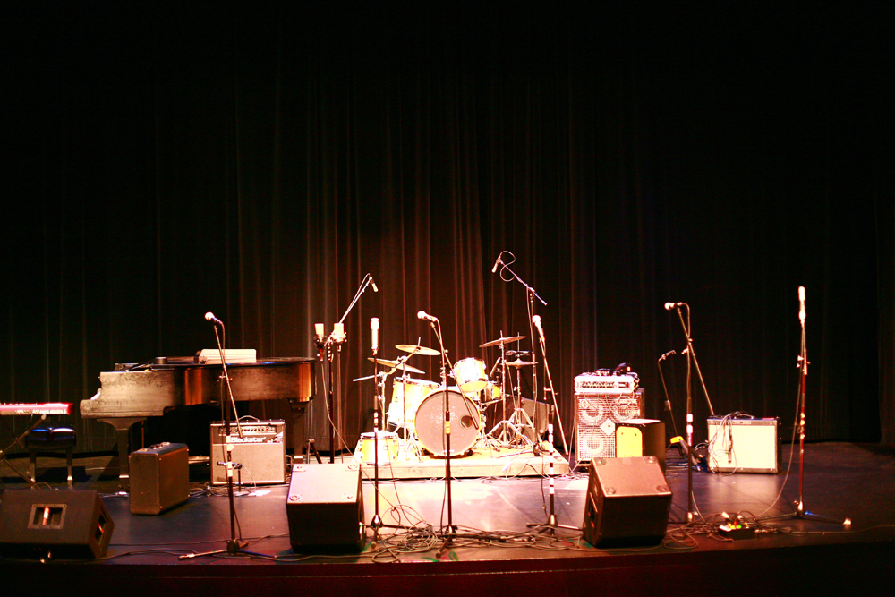 concert stage with musical instruments