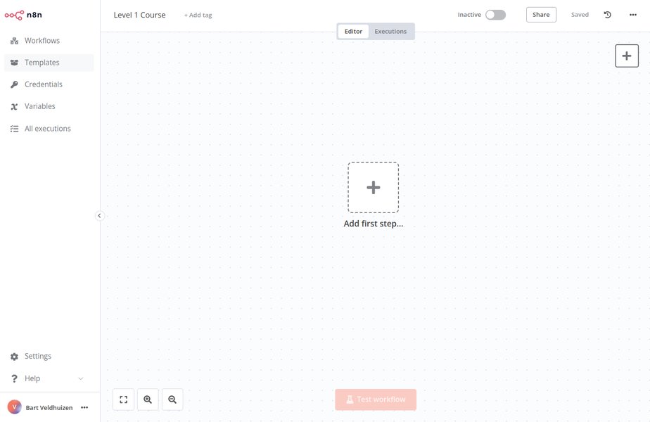 n8n Editor User Interface showing a sample workflow