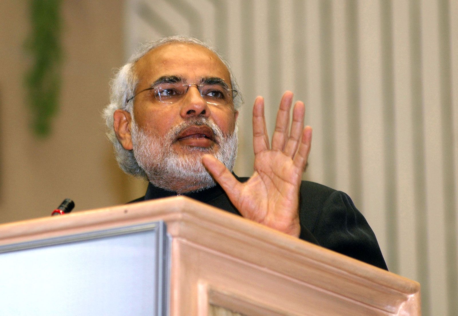 Indian prime minister portrait and infrastructure background
