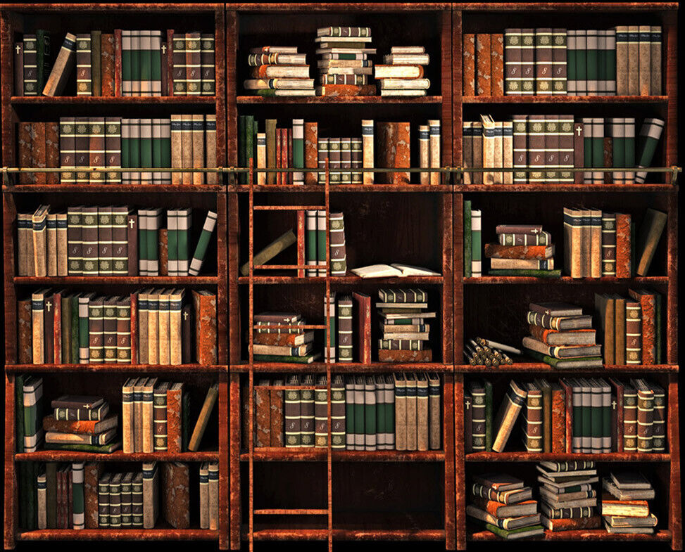 vintage library with old books