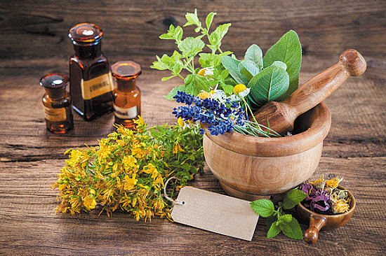 herbs and supplements on table
