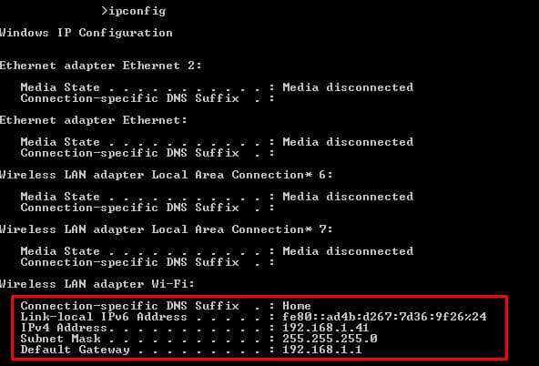 network devices and terminal screenshot