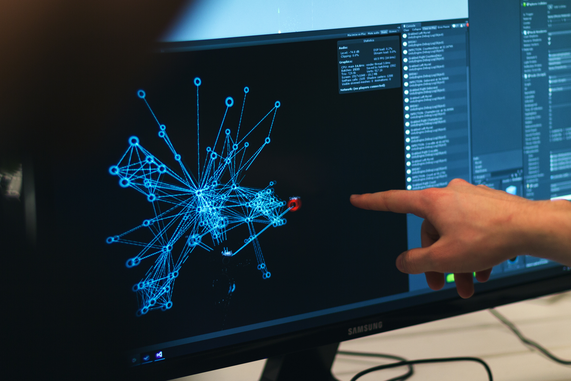 network graph visualization on computer screen