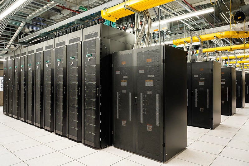 network hardware racks in data center