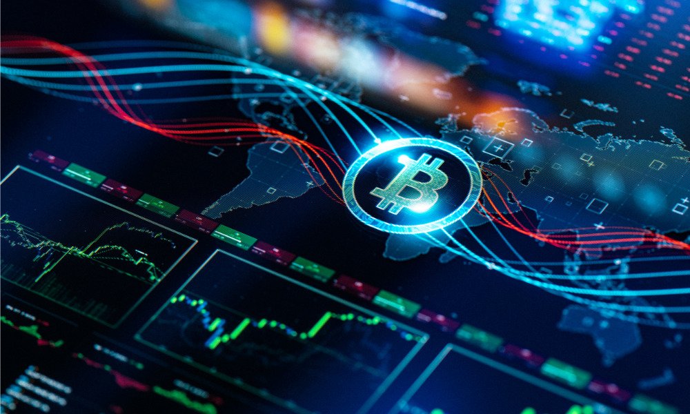 cryptocurrency market digital screen