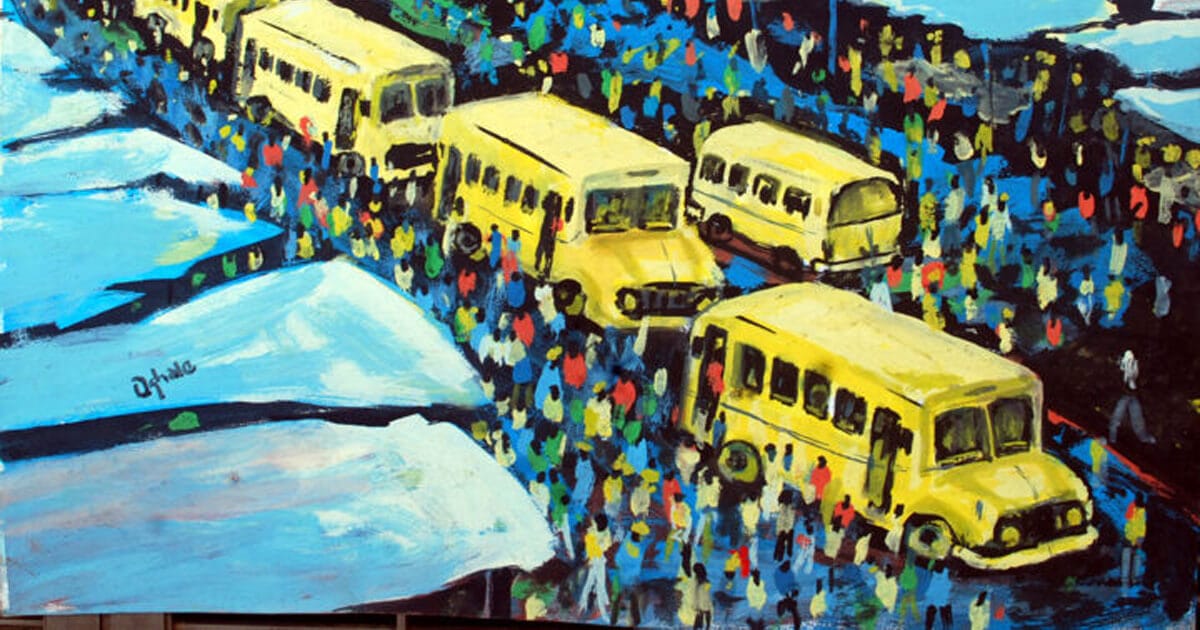 poetic urban bus scene