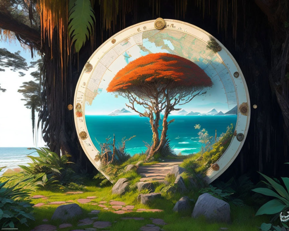coastal landscape and ancient portal