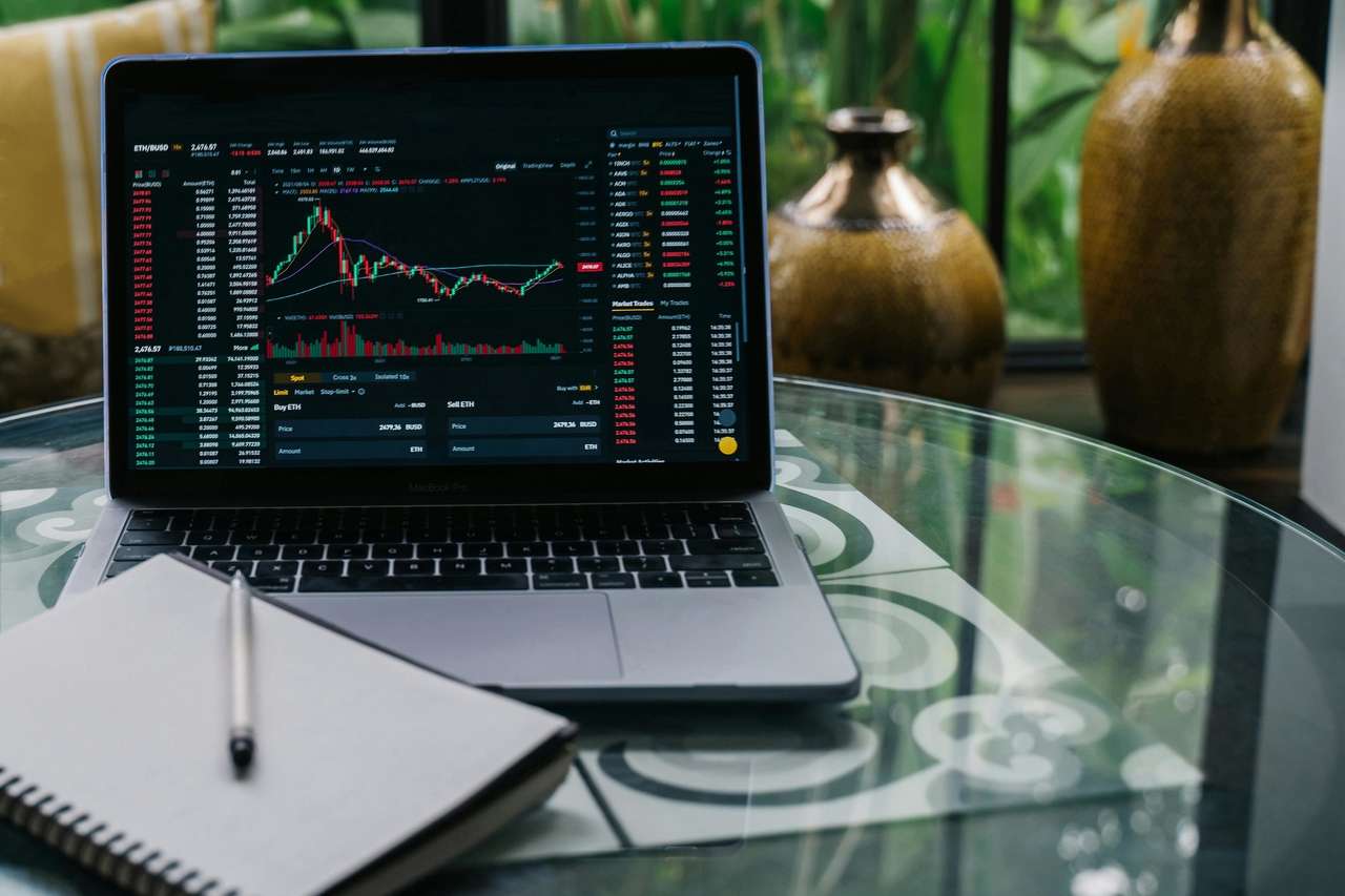 trading charts and notebook