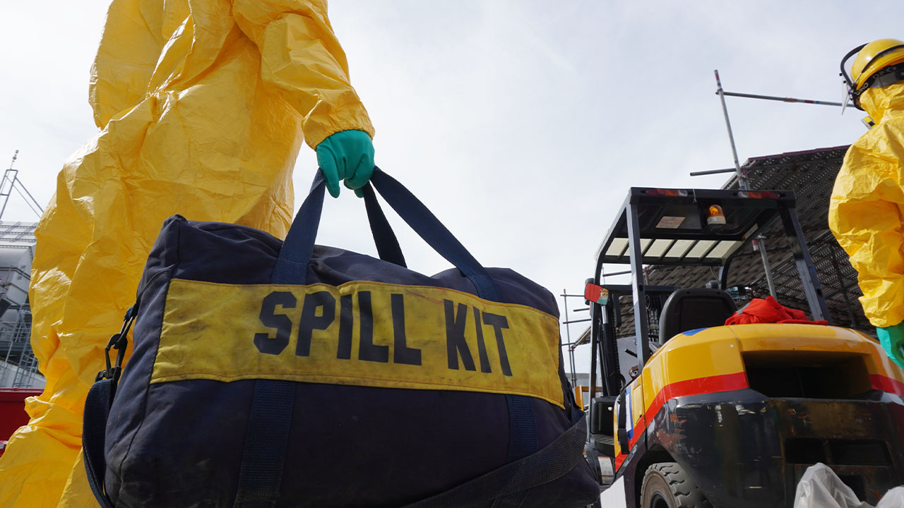emergency response team in action, safety installations at a chemical site