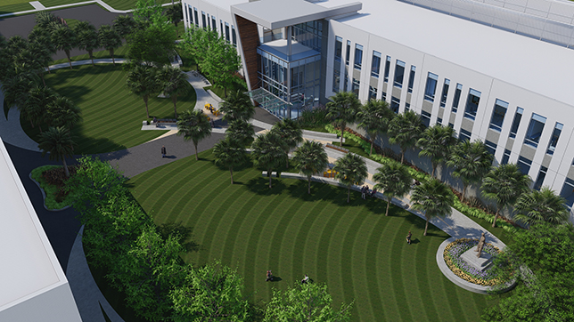 modern campus buildings and urban scenery