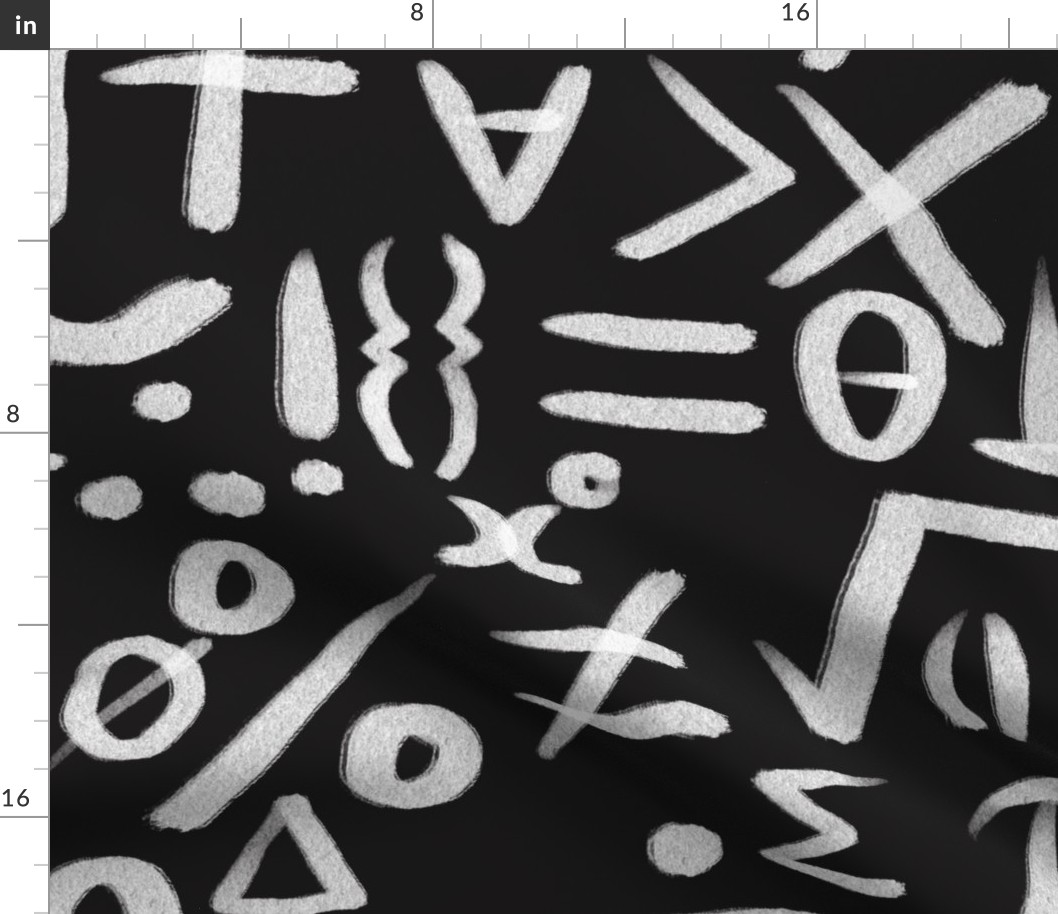mathematical symbols on chalkboard