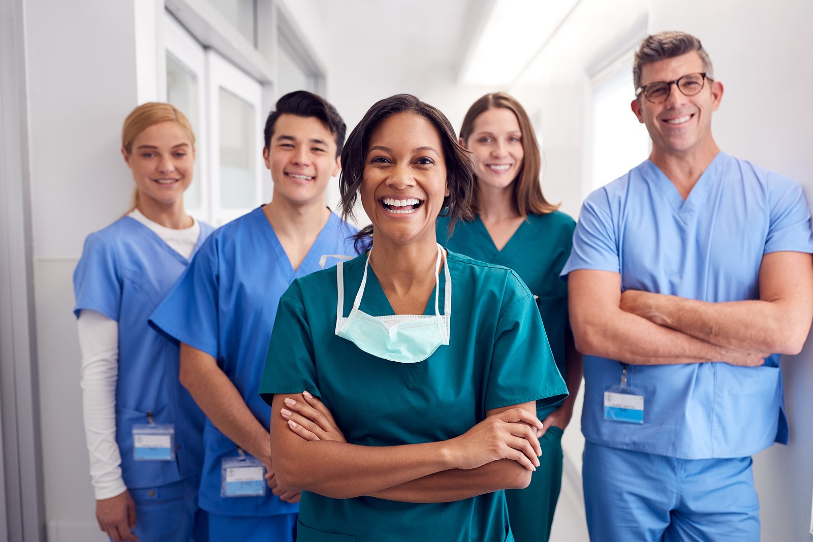 nurses in a modern healthcare facility, vibrant clinics, diverse patient care