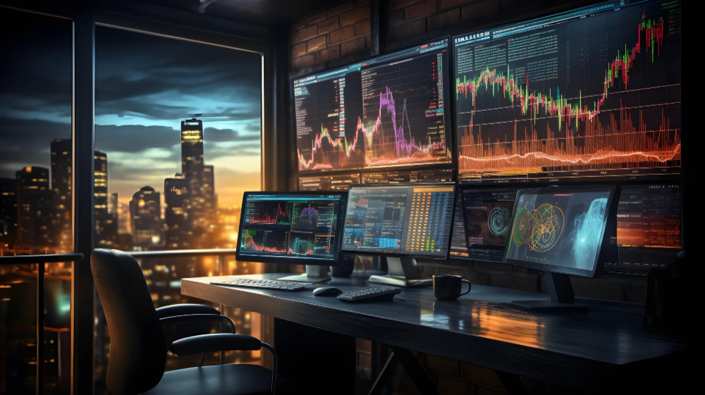 nvda stock market trading floor and technology hardware setups