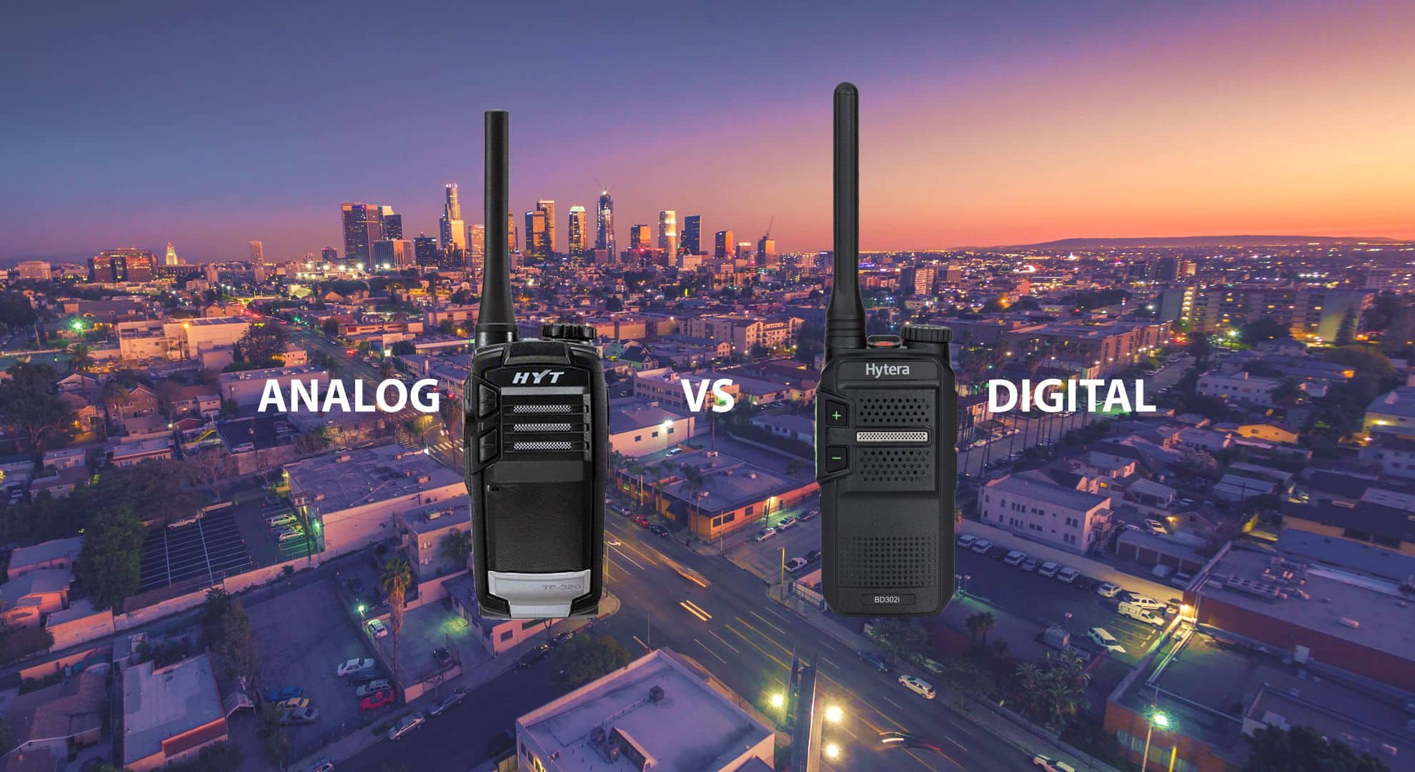 urban police radio equipment and cityscape