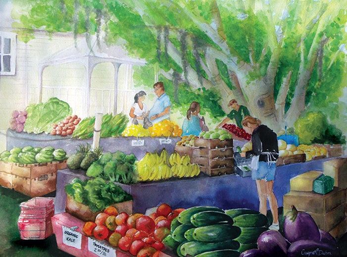 fruit and vegetable market scene