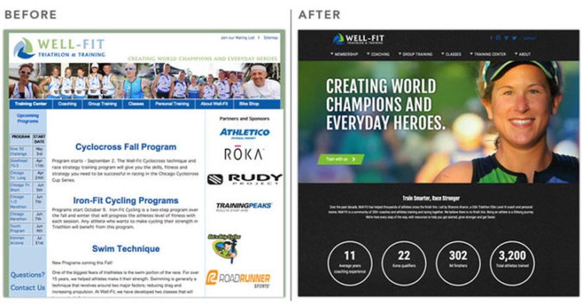 Before and after comparison of a design