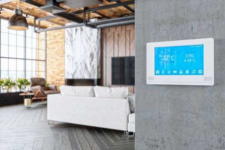 modern thermostat in modern home setup